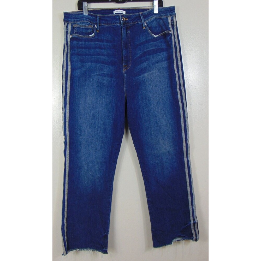 Good American Jeans Womens Size 22 Good Straight Dark Wash Raw Hem Stretch
